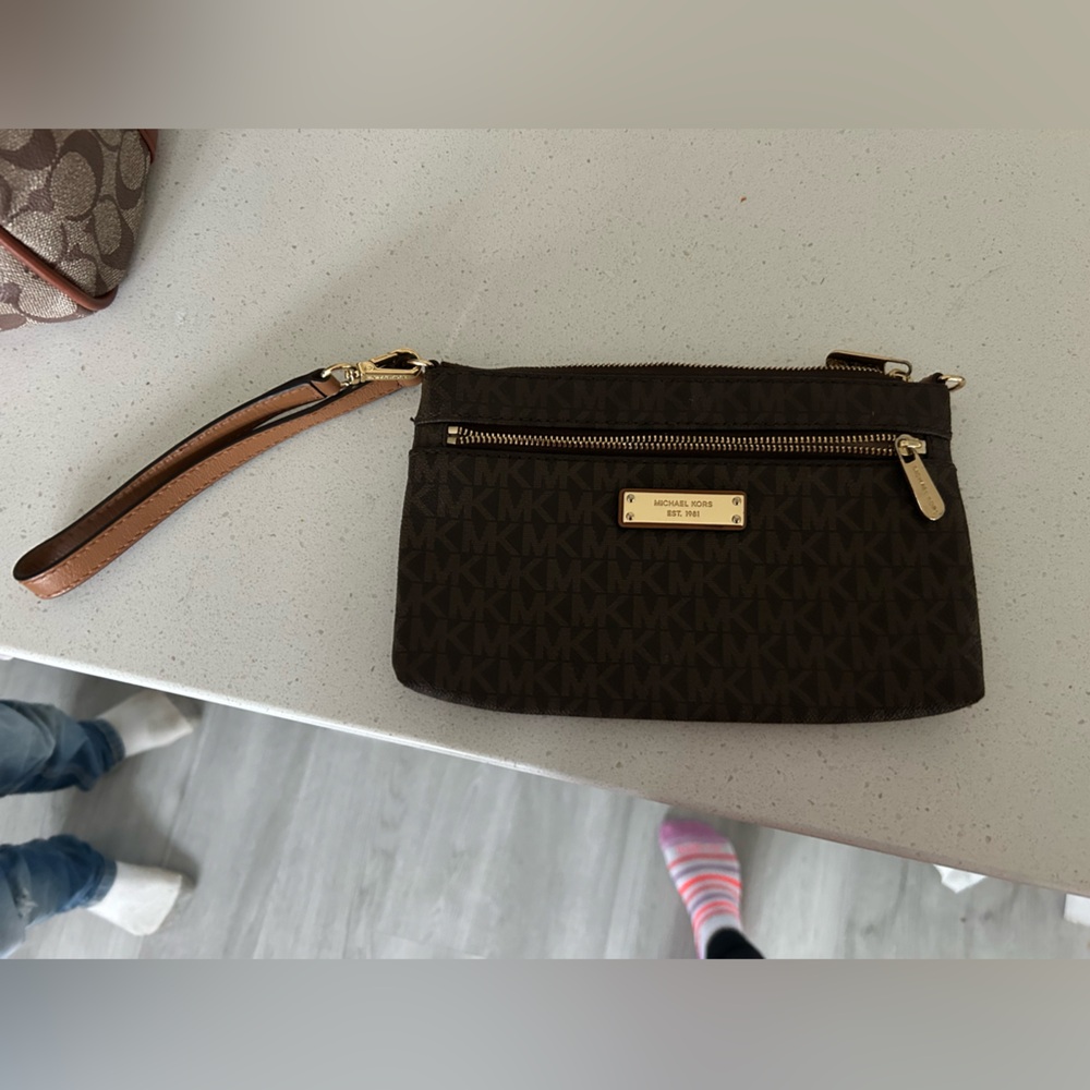 Michael Kors Dark Brown Logo Wristlet